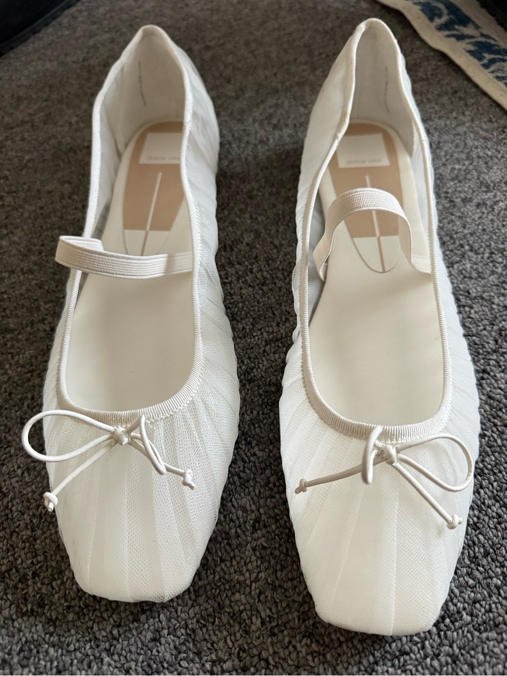 Dolce Vita Raeven White Ballet Flats with Elastic Strap